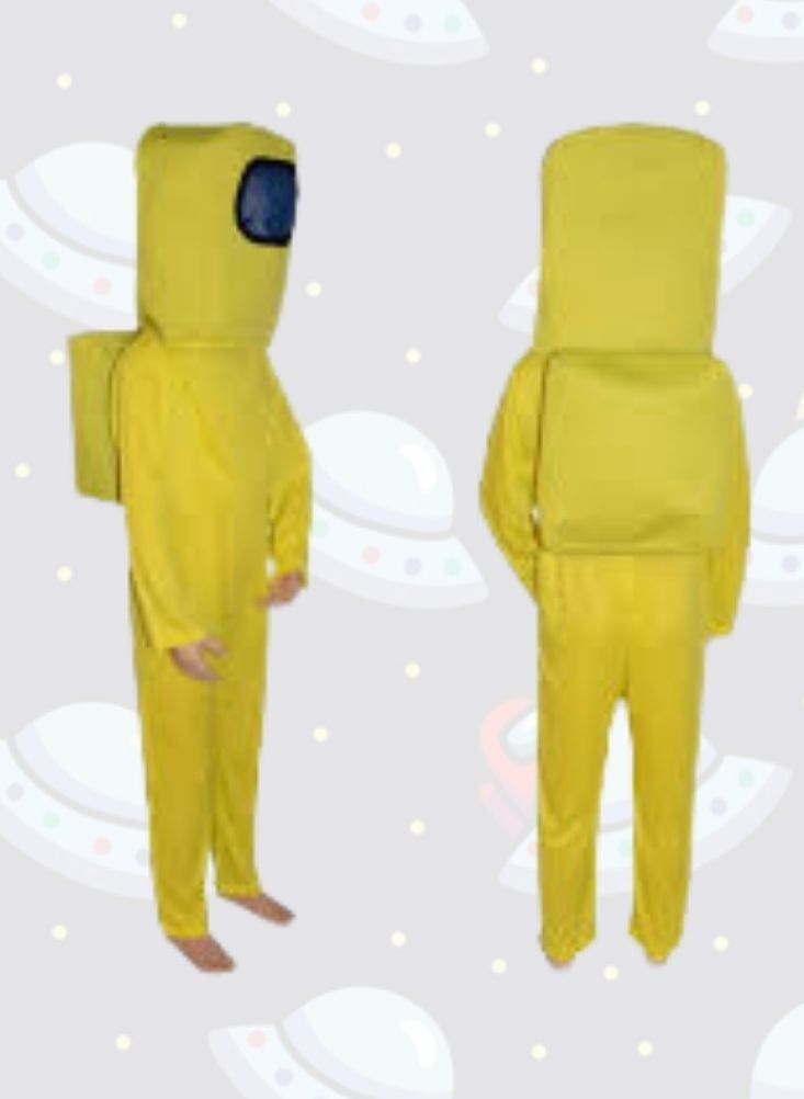 بريميم زيّ تنكري لشخصية "أمونغ أس" باللون الأصفر للأطفال والكبار - بدلة كاملة مستوحاة من اللعبة مع قناع وحقيبة ظهر مناسبة للعب الأدوار التنكرية - Image 3